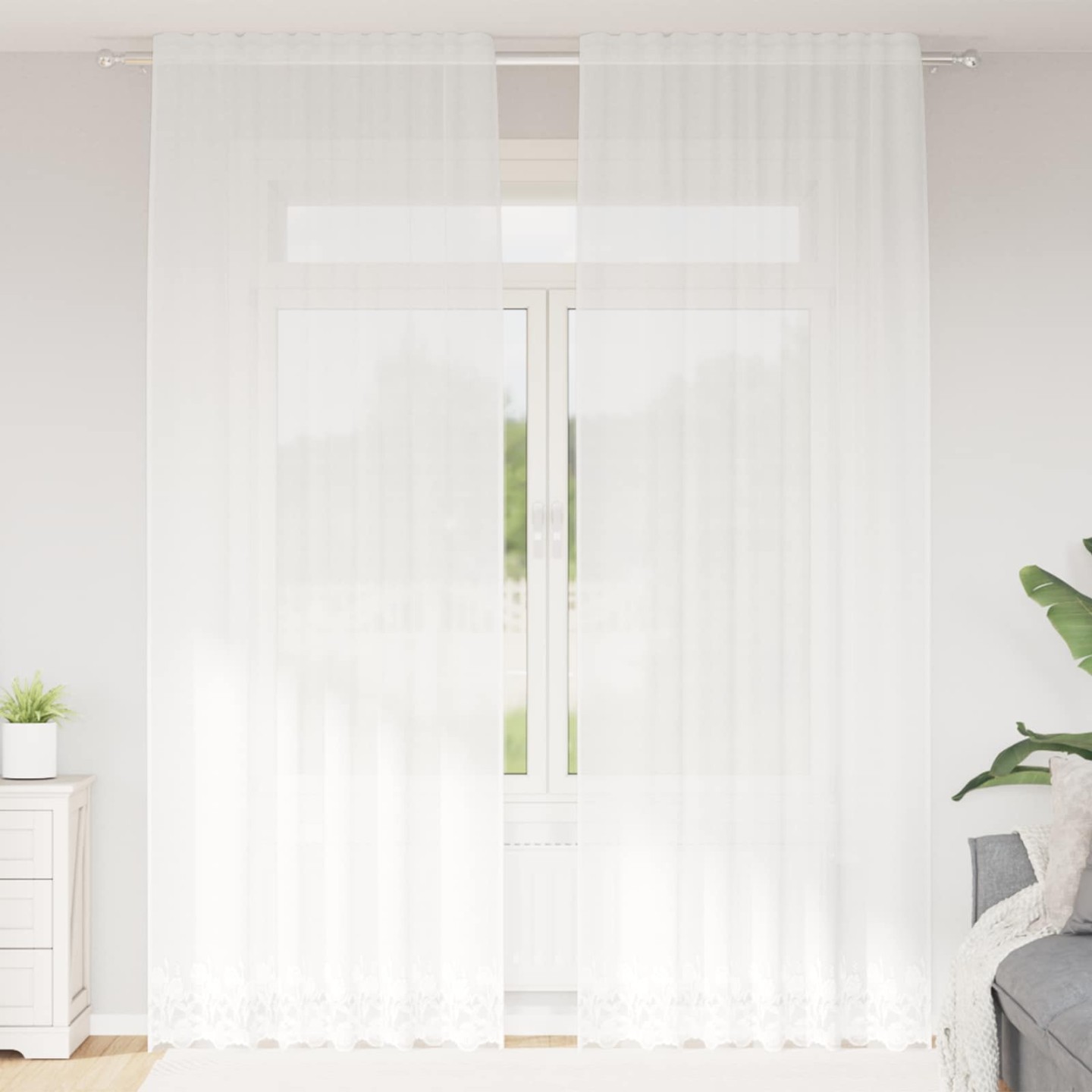 Rideau en Dentelle Blanc 280 x 150 cm Polyester