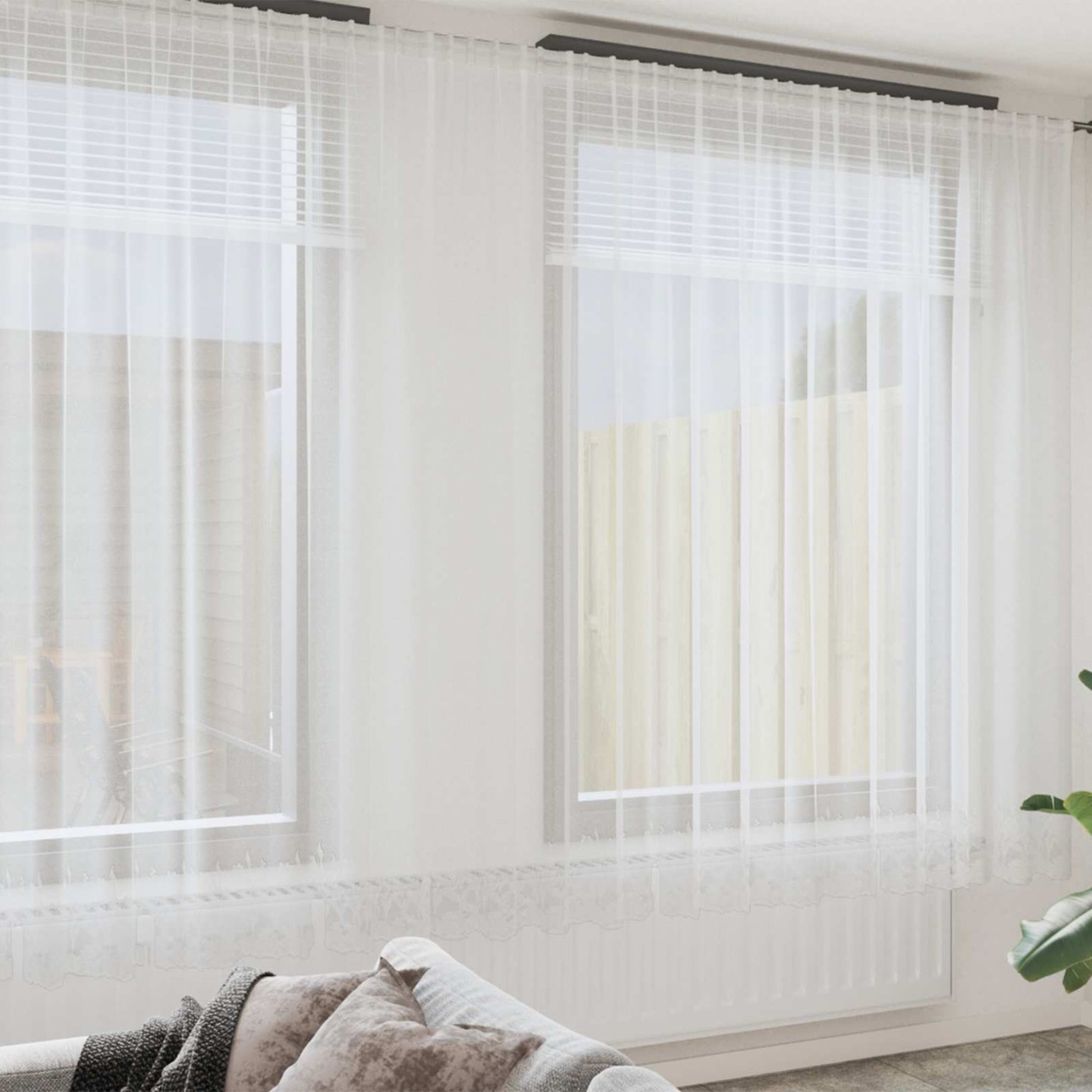 Rideau en Dentelle Blanc 260 x 500 cm Polyester