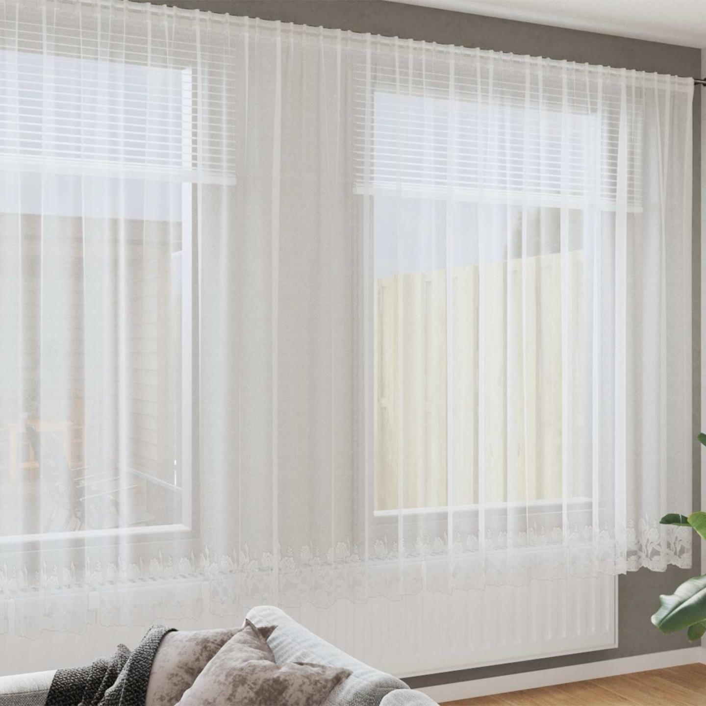 Rideau en Dentelle Blanc 220 x 400 cm Polyester