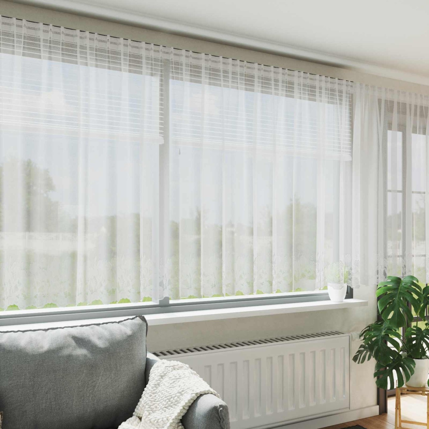 Rideau en Dentelle Blanc 160 x 750 cm Polyester