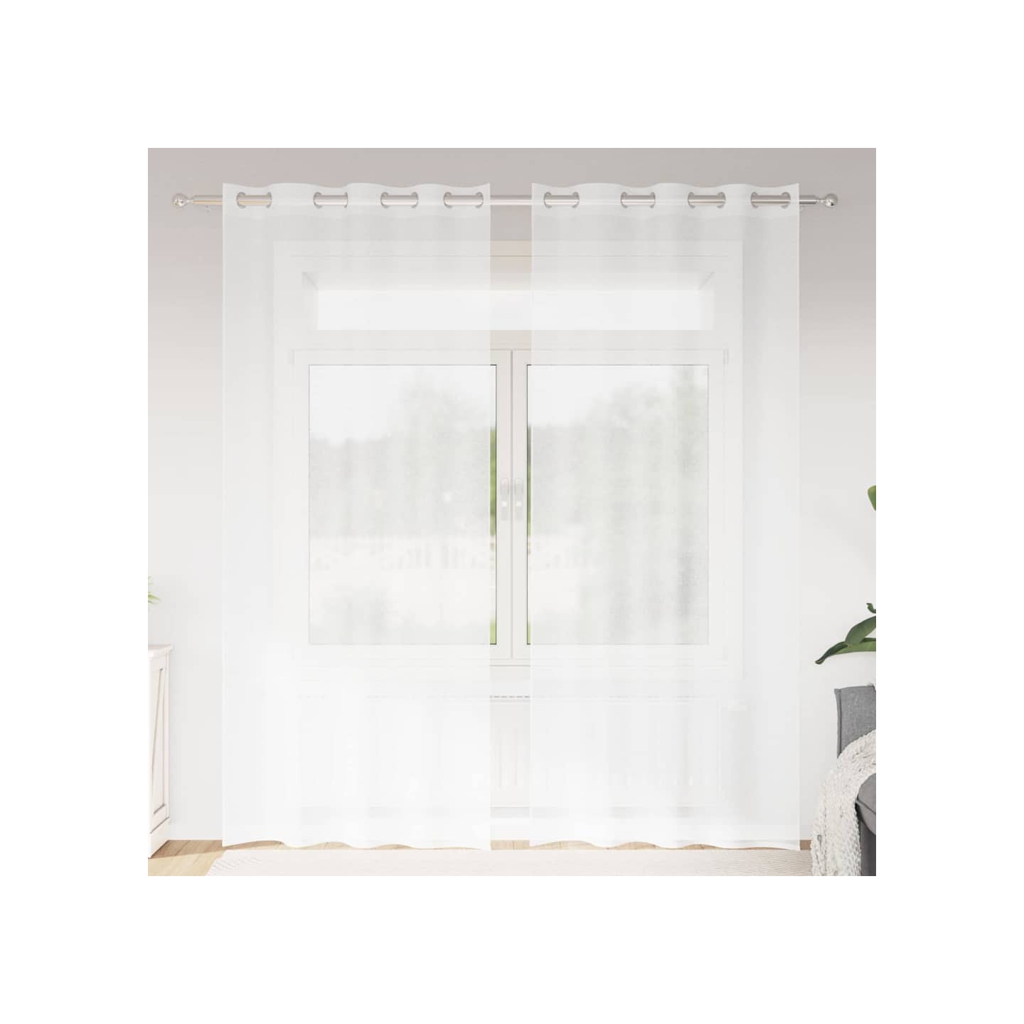 Rideau en Voile 2 pc Blanc 225 x 140 cm Polyester