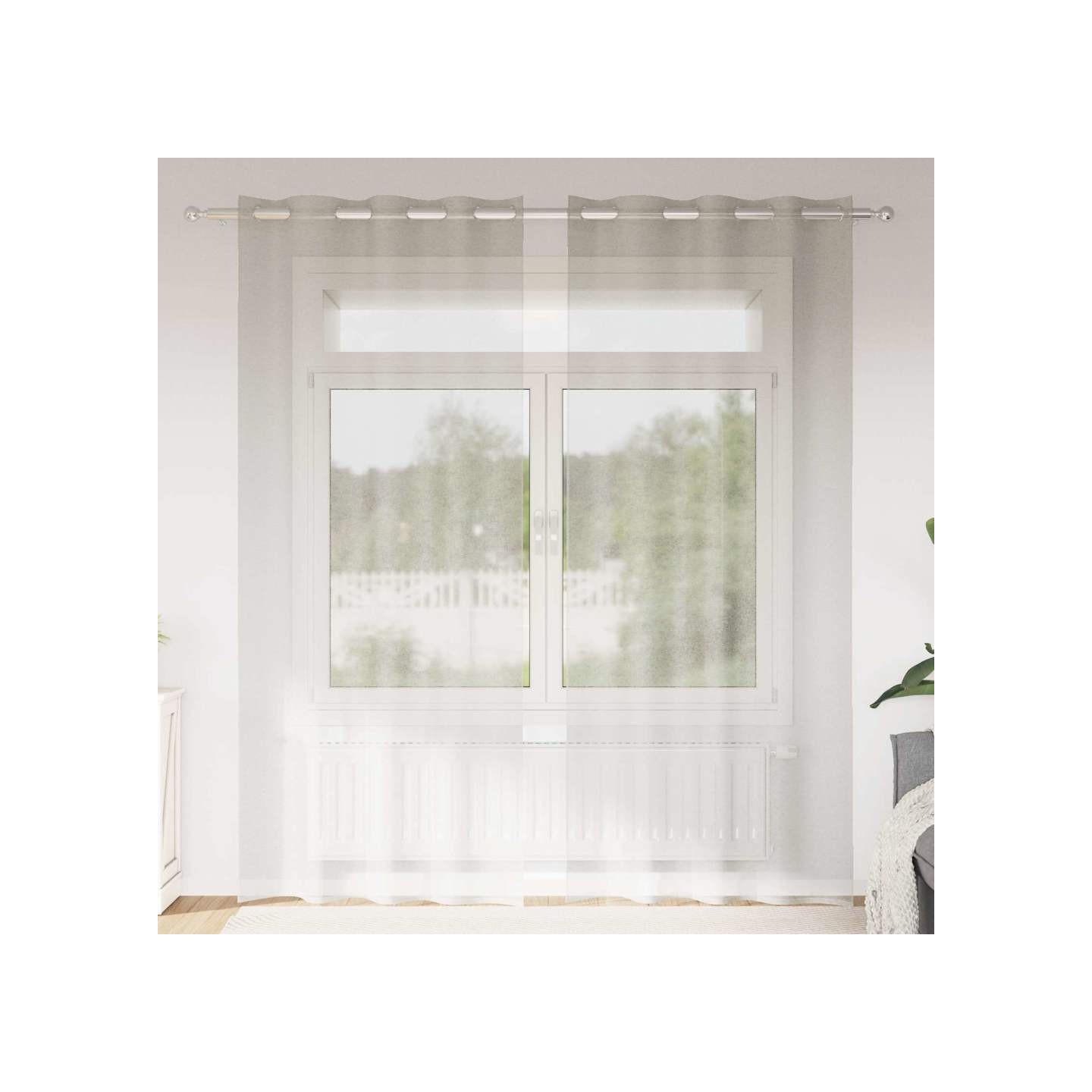 Rideau en Voile 2 pc Crème 260 x 140 cm Polyester