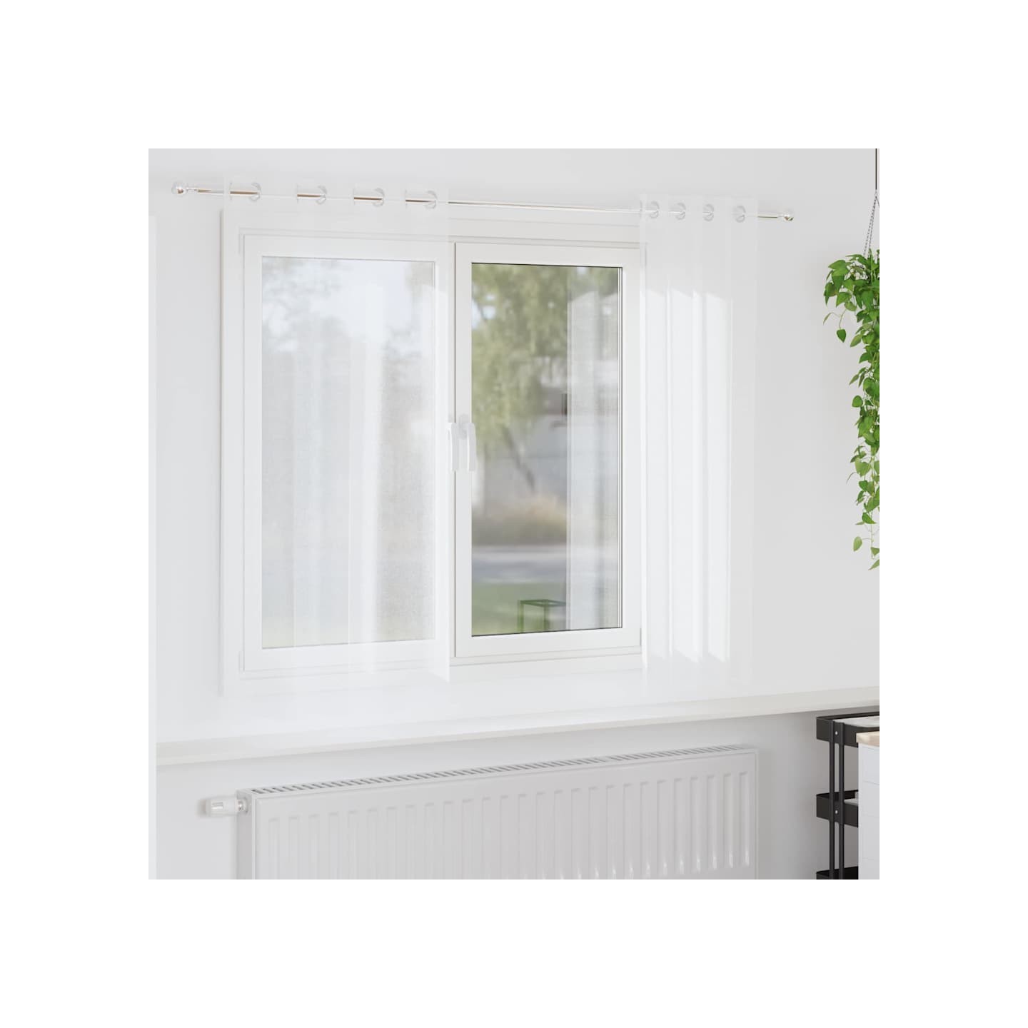 Rideau en Voile 2 pc Blanc 175 x 140 cm Polyester