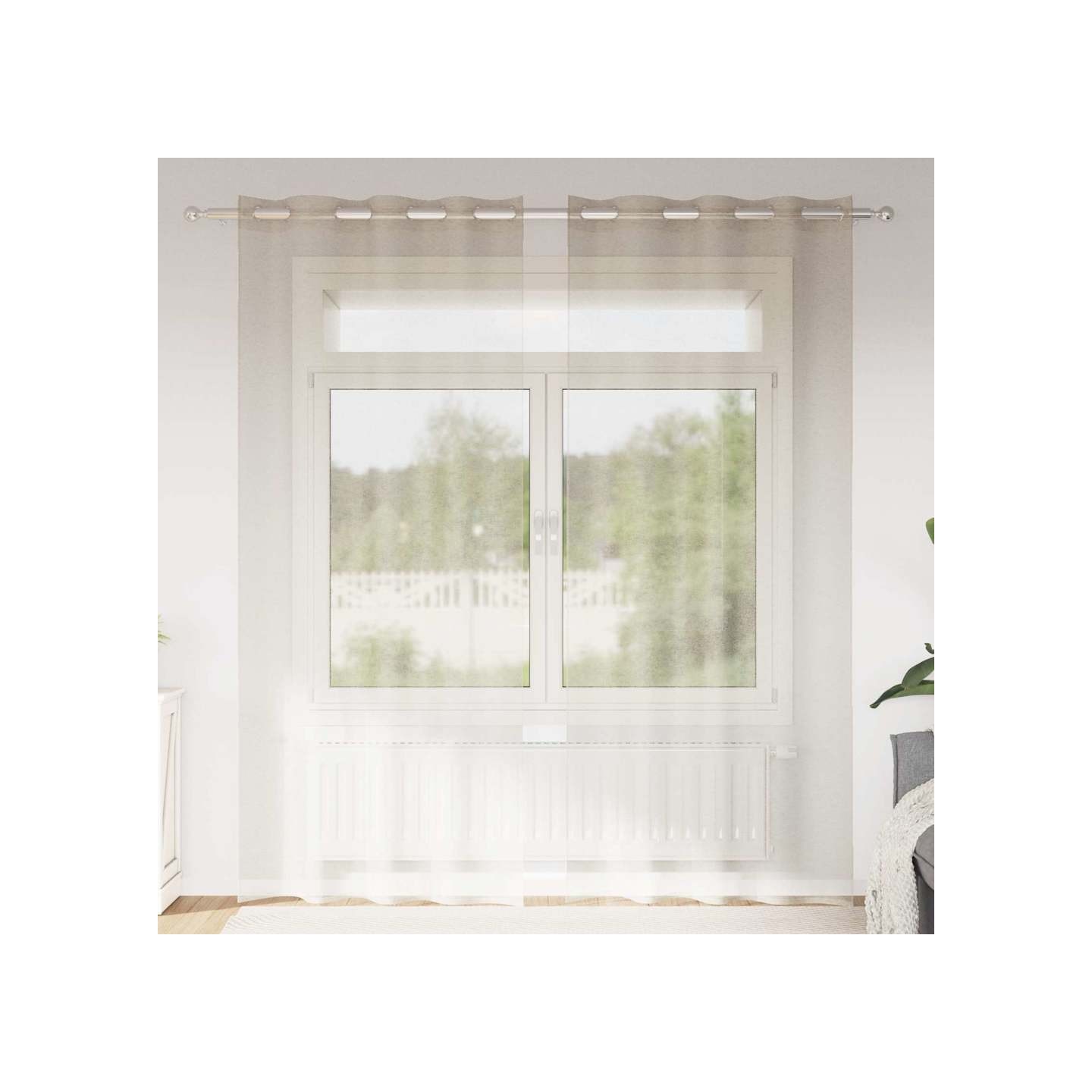 Rideau en Voile 2 pc Couleur sable 260 x 140 cm Polyester