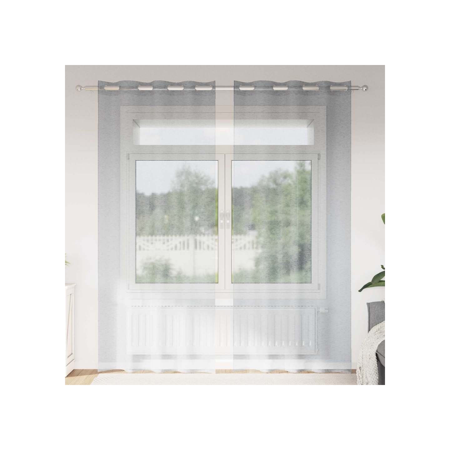 Rideau en Voile 2 pc Gris foncé 260 x 140 cm Polyester