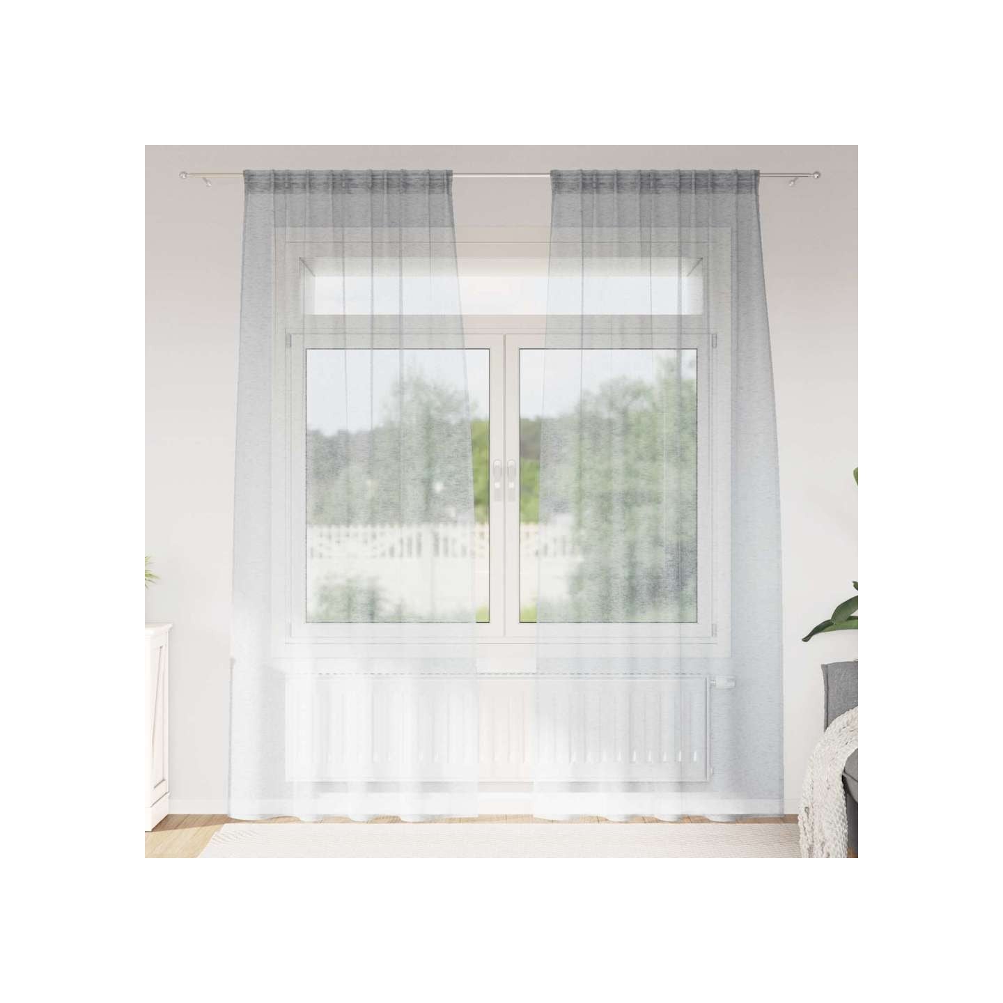 Rideau en Voile 2 pc Gris foncé 225 x 140 cm Polyester