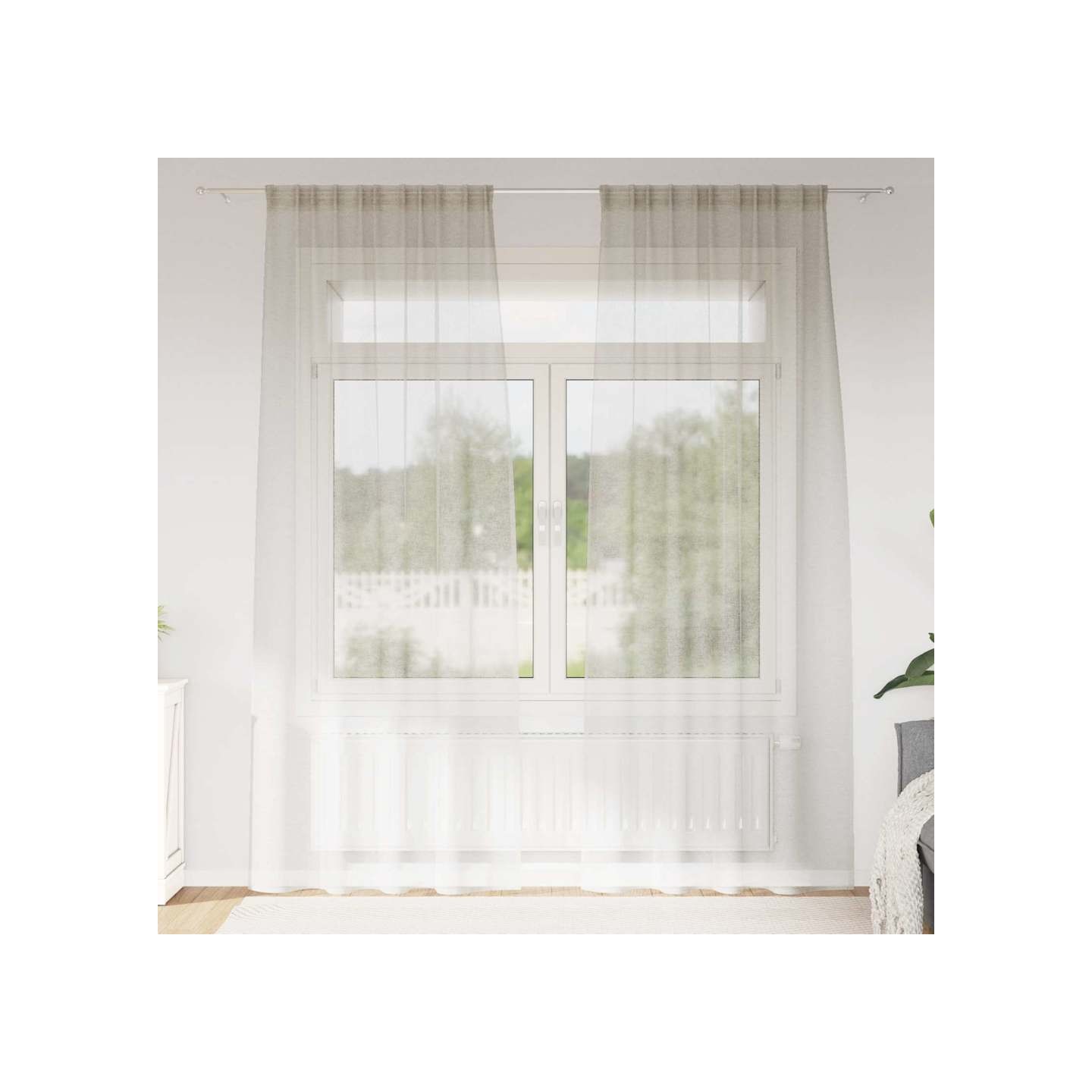 Rideau en Voile 2 pc Crème 260 x 140 cm Polyester