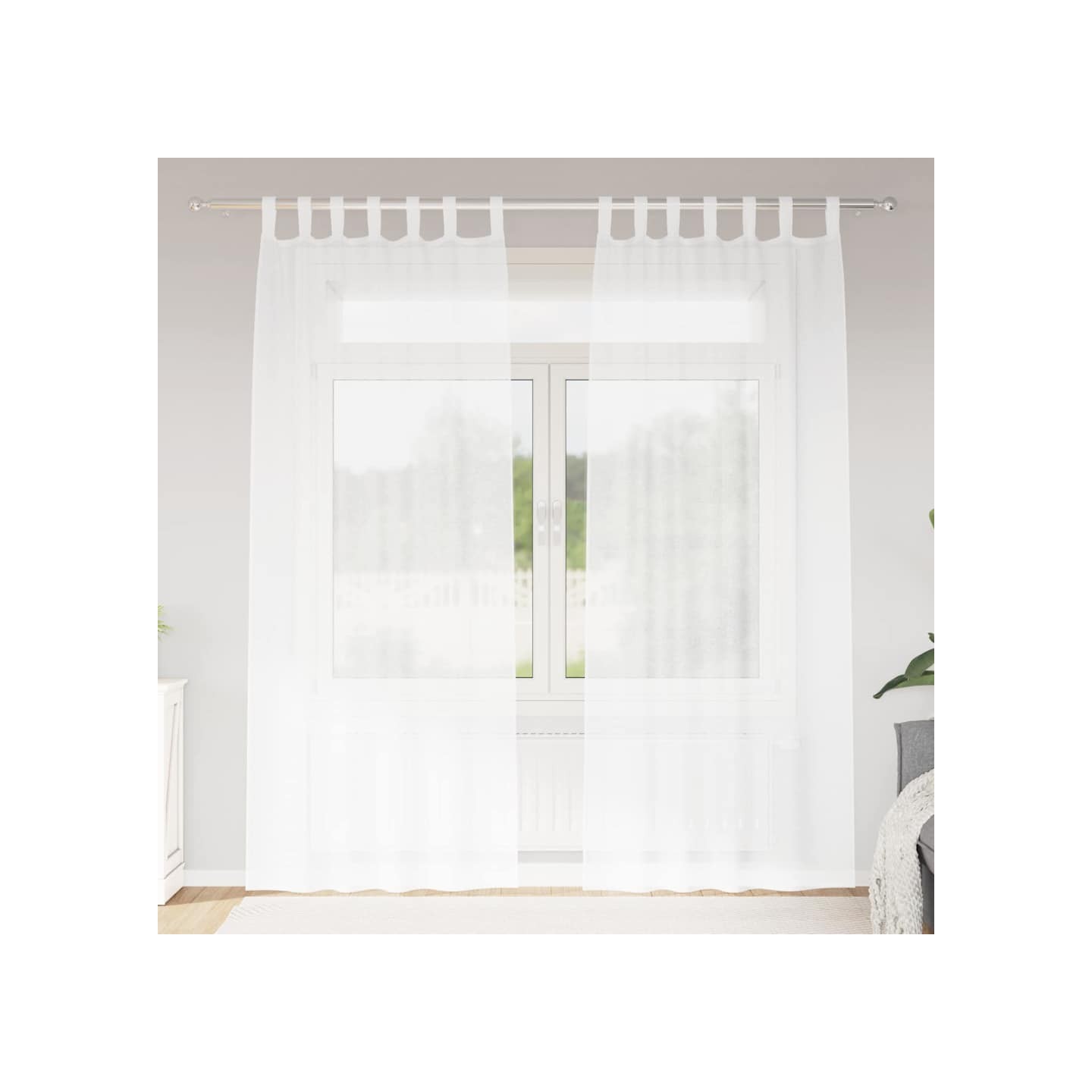 Rideau en Voile 2 pc Blanc 245 x 140 cm Polyester