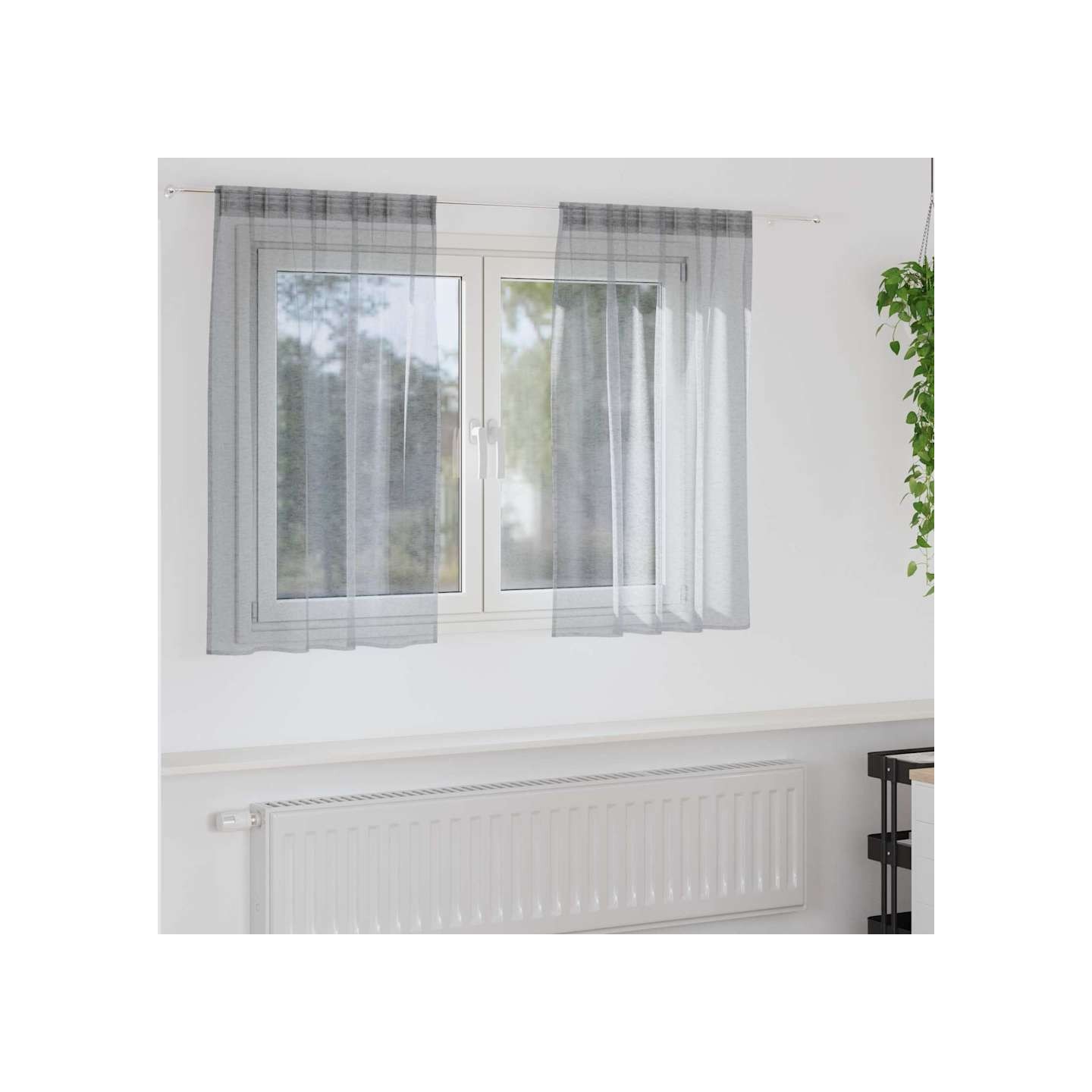 Rideau en Voile 2 pc Gris foncé 140 x 140 cm Polyester