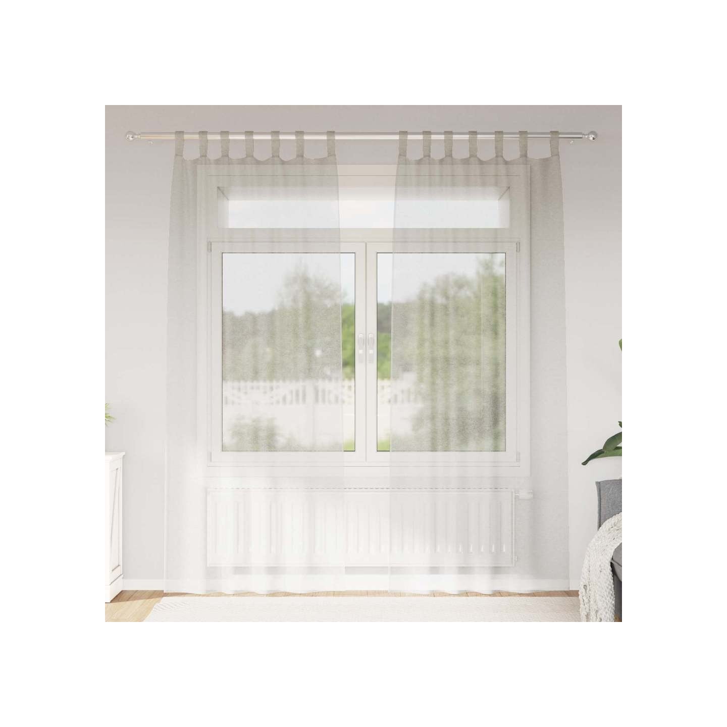 Rideau en Voile 2 pc Crème 260 x 140 cm Polyester