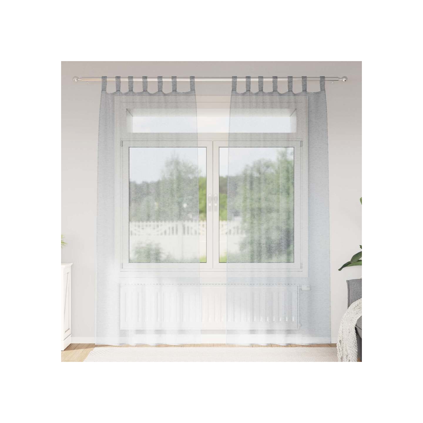 Rideau en Voile 2 pc Gris foncé 245 x 140 cm Polyester