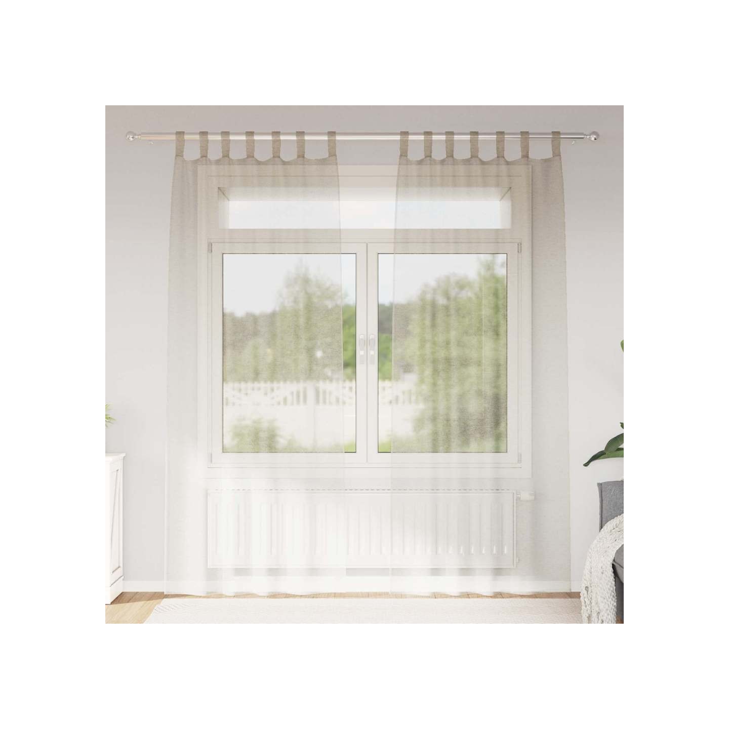 Rideau en Voile 2 pc Couleur sable 245 x 140 cm Polyester
