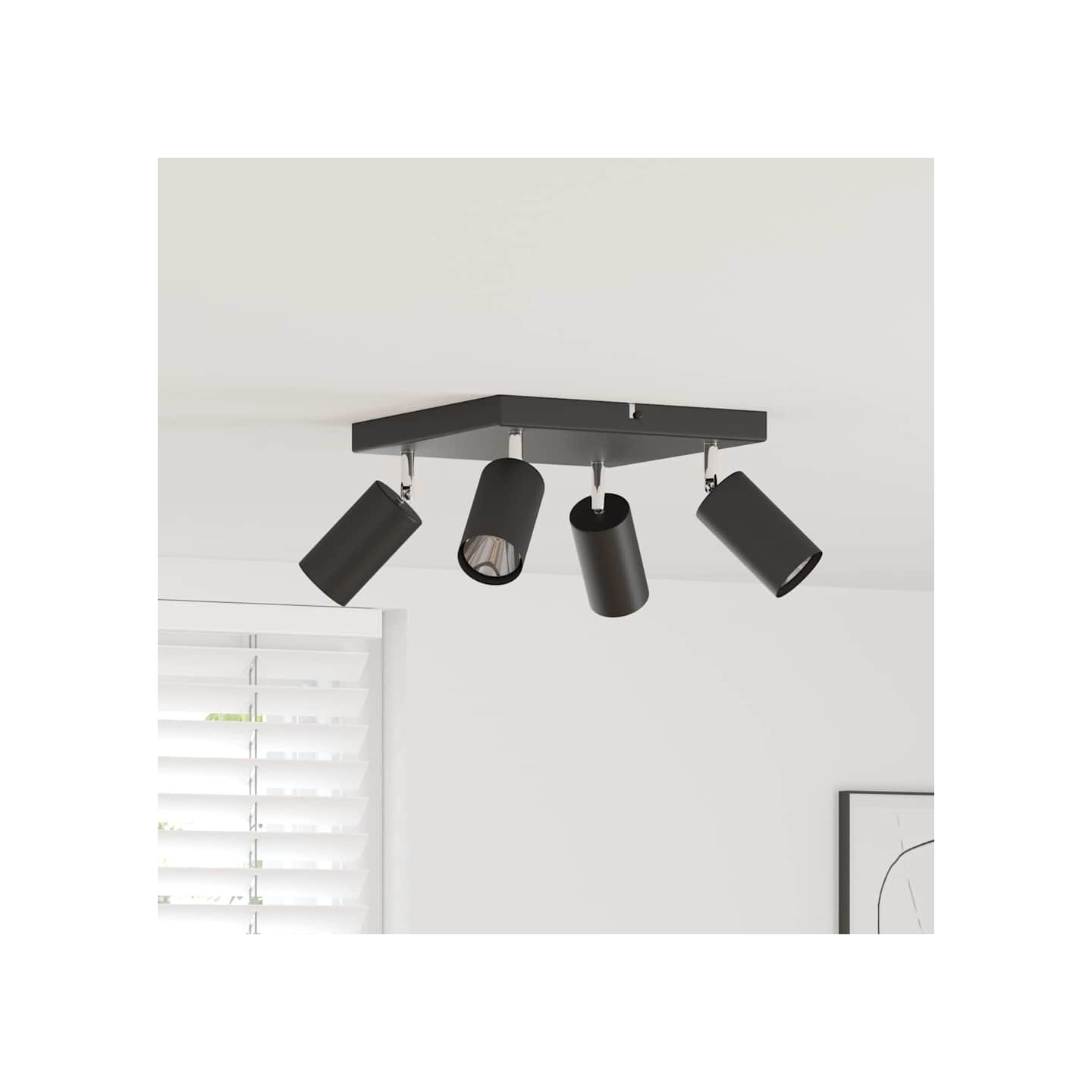 Spot de plafond avec des projecteurs Noir 26 x 26 x 16 cm métal