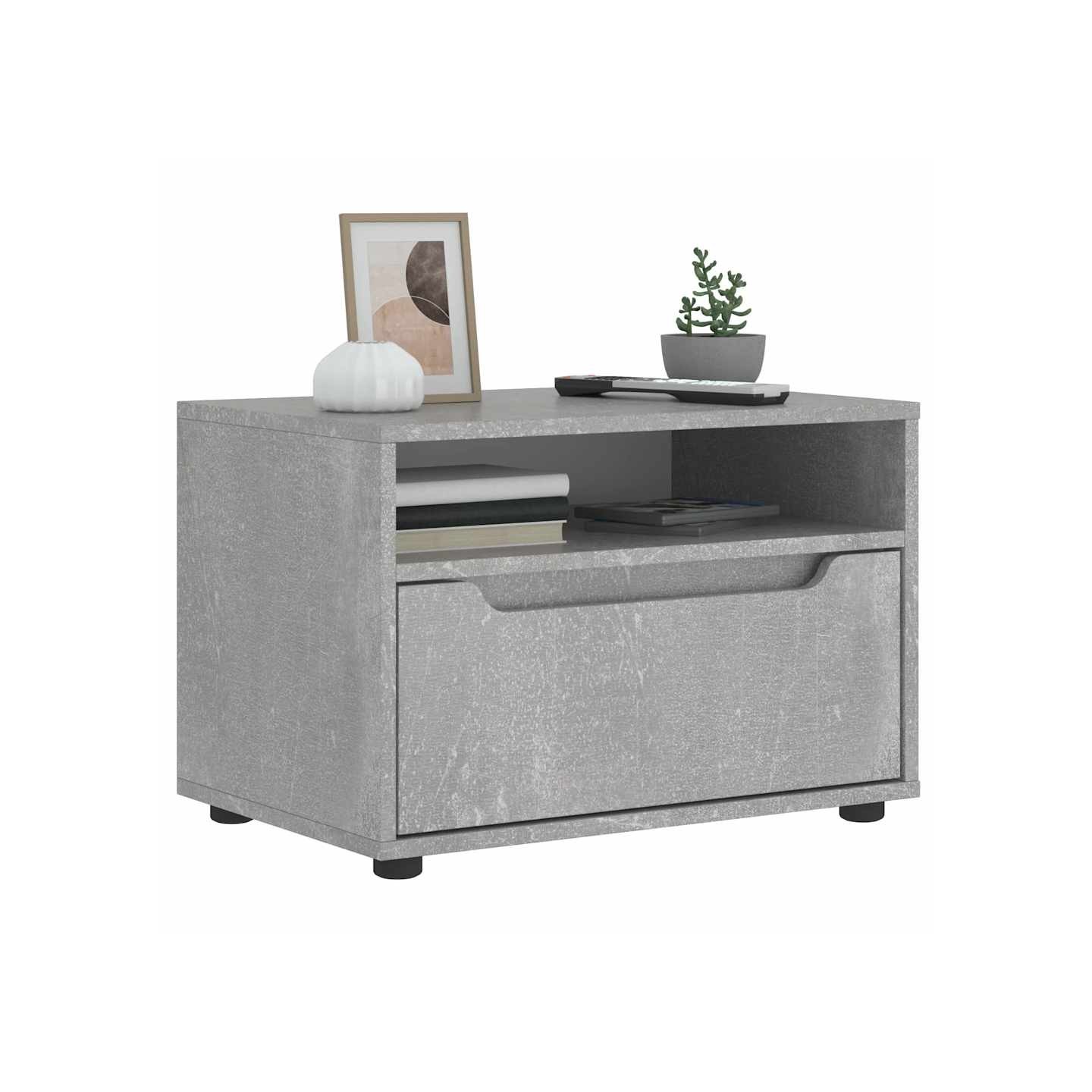 Meuble TV VISNES gris béton 60x40x38 cm bois d'ingénierie