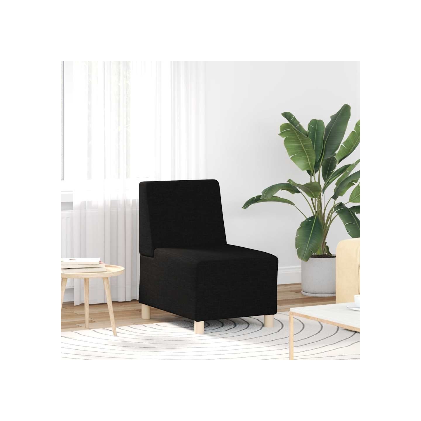 Canapé modulaire sans accoudoirs Noir 55 cm Tissu