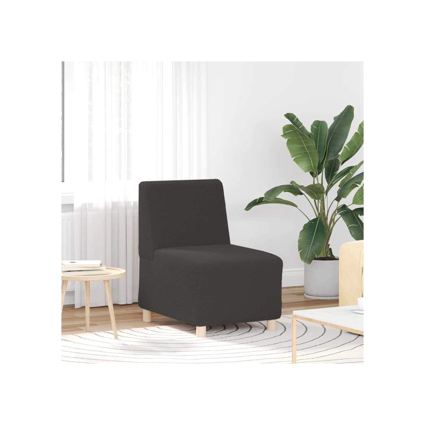 Canapé modulaire sans accoudoirs Gris foncé 55 cm Tissu bouclé aspect laine