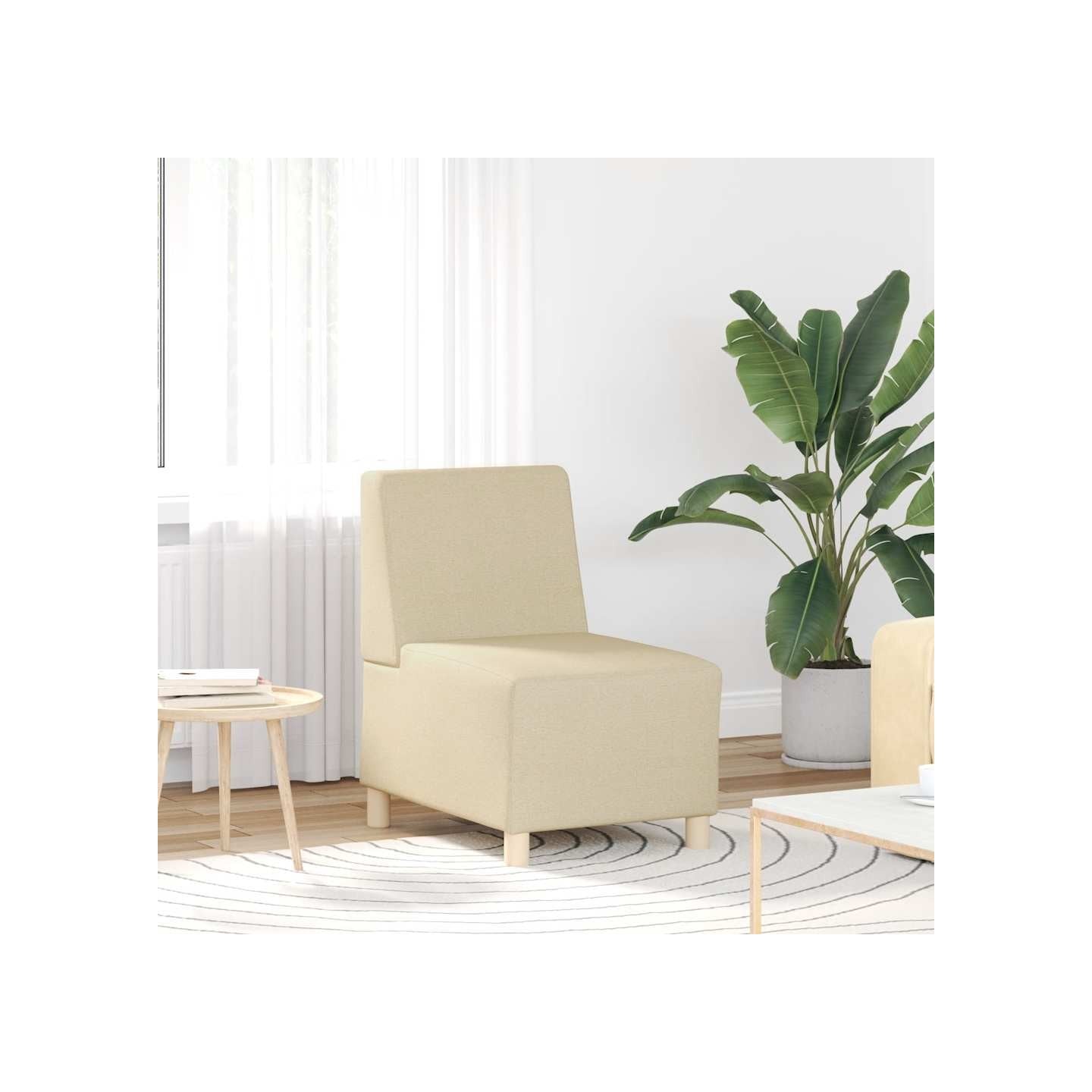Canapé modulaire sans accoudoirs Crème 55 cm Tissu