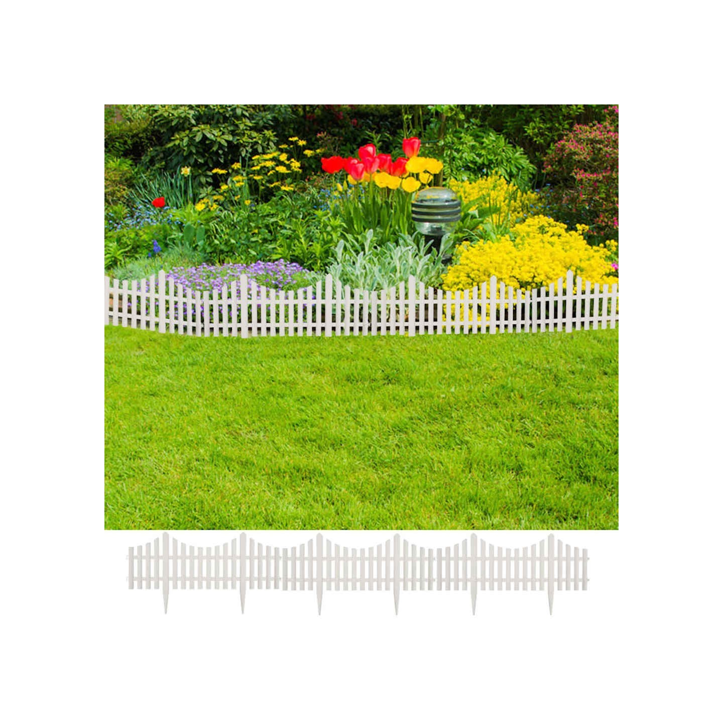 Bordure de pelouse Blanc 17 pcs / 10 m