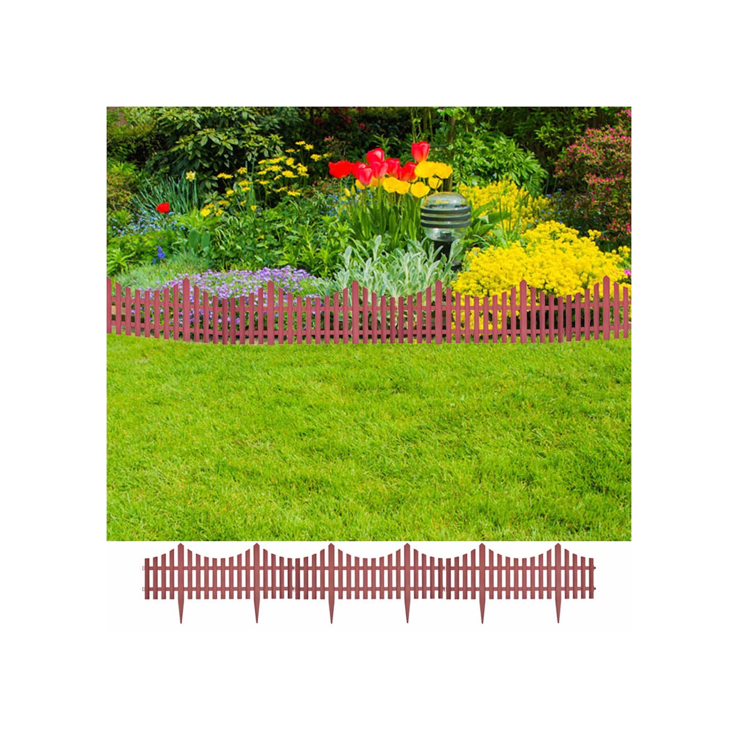 Bordures de pelouse 17 pcs 10 m Marron