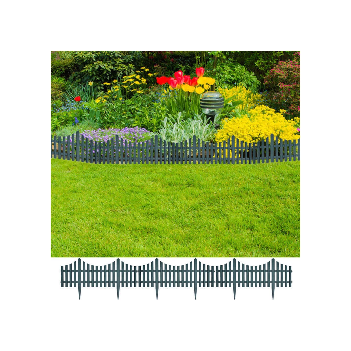 Bordures de pelouse 17 pcs 10 m Vert