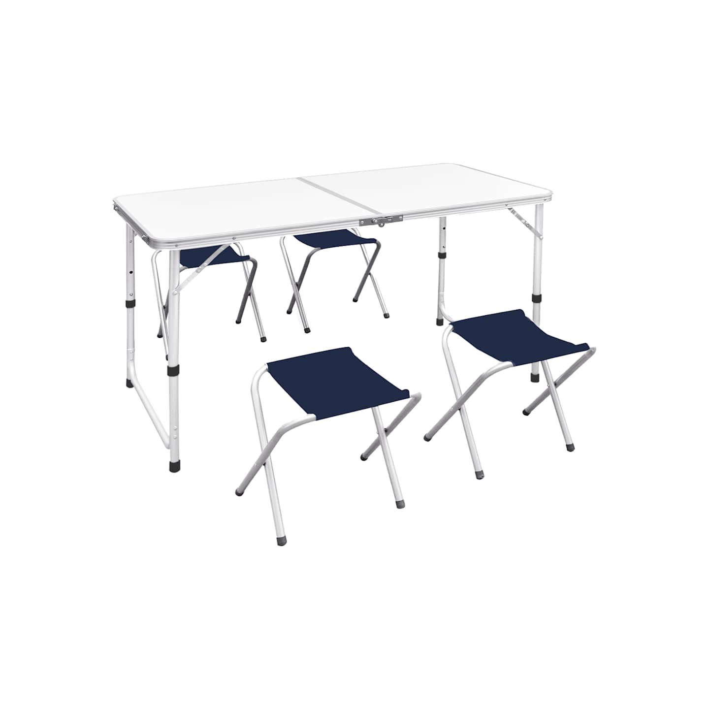 Ensemble de table pliable de camping et 4 tabourets 120x60 cm