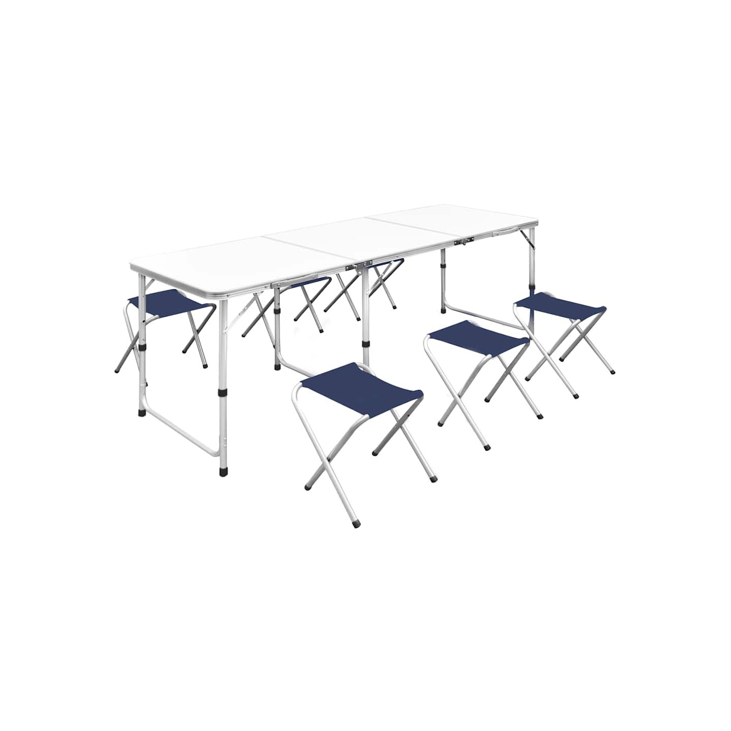 Jeu de table pliable de camping et 6 tabourets 180x60 cm