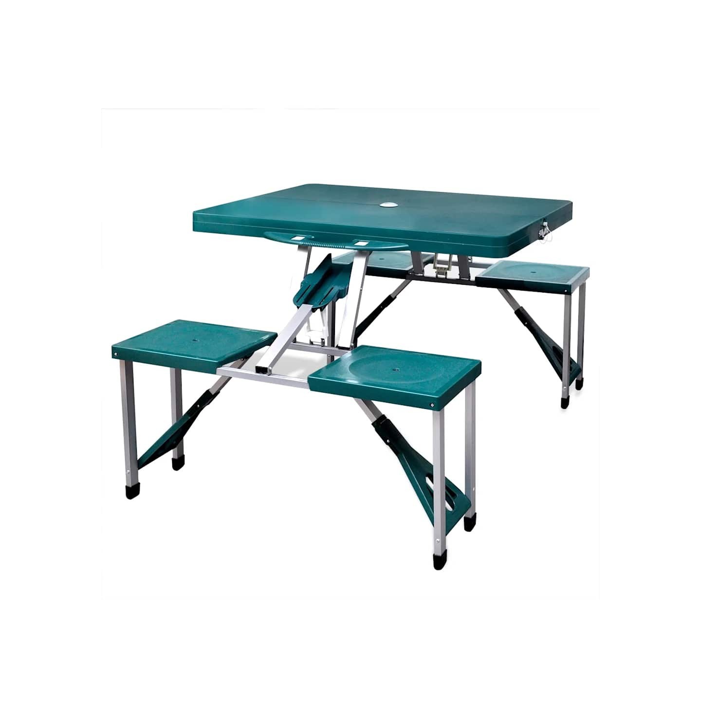 Ensemble de table pliable de camping avec 4 tabourets aluminium