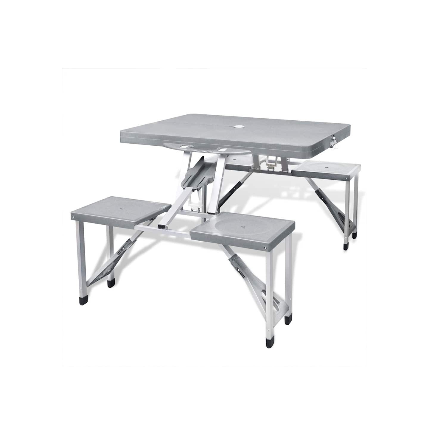 Ensemble de table pliable de camping avec 4 tabourets aluminium
