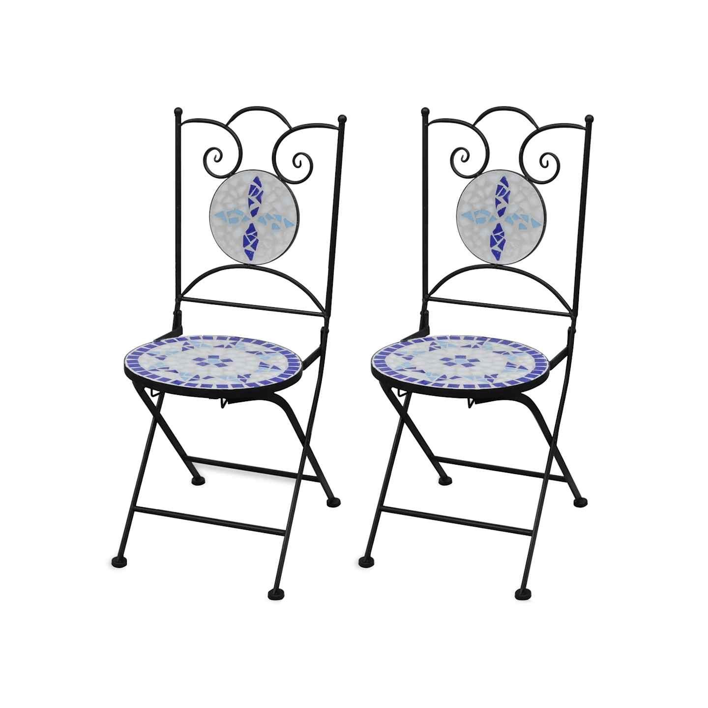 Chaises pliantes 2 pièces Céramique Bleu et Blanc
