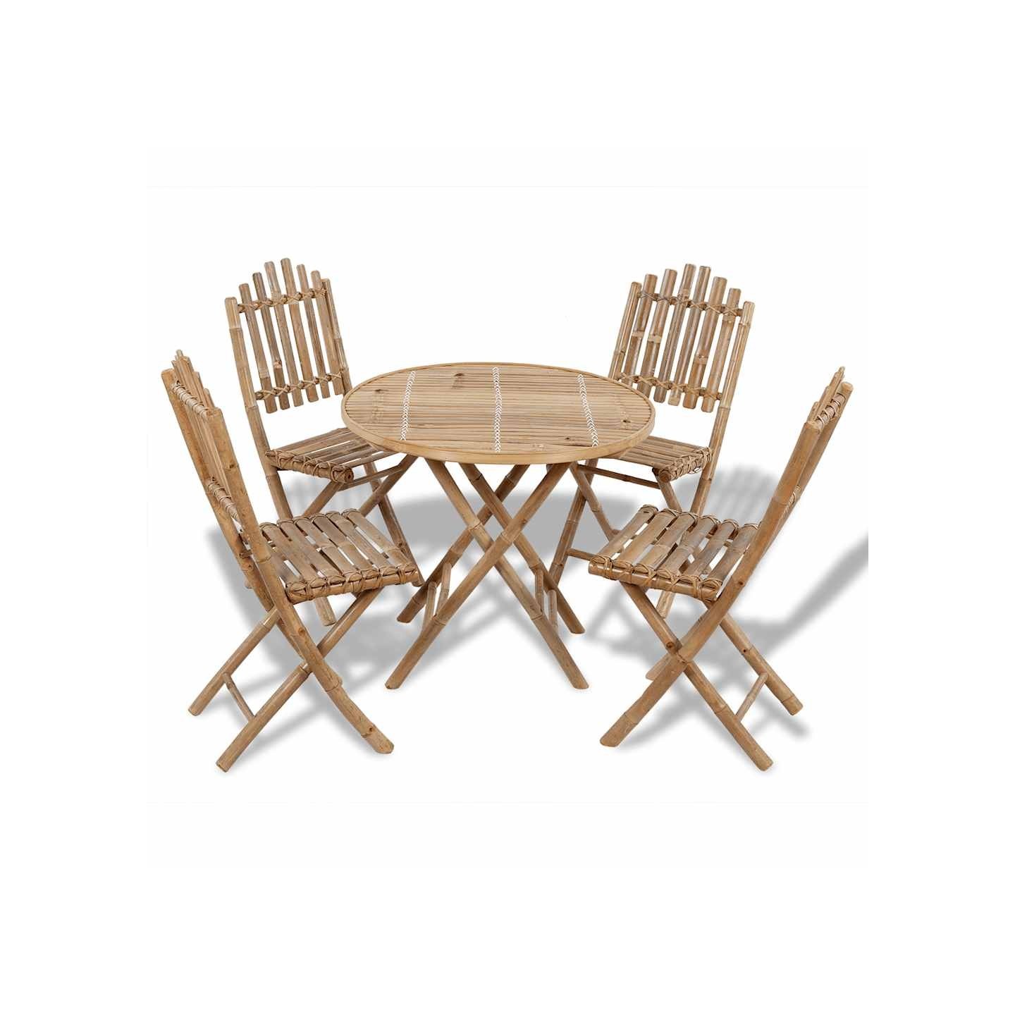 Ensemble à manger d'extérieur pliable 5 pcs Bambou