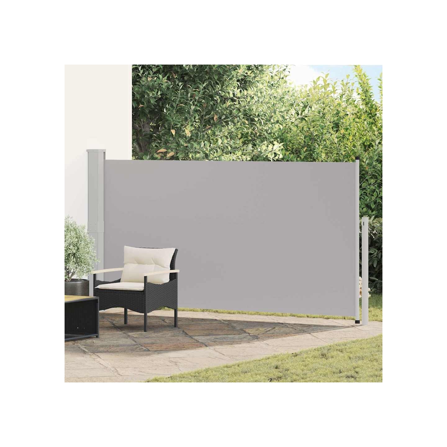 Auvent latéral rétractable de patio 160 x 300 cm Gris