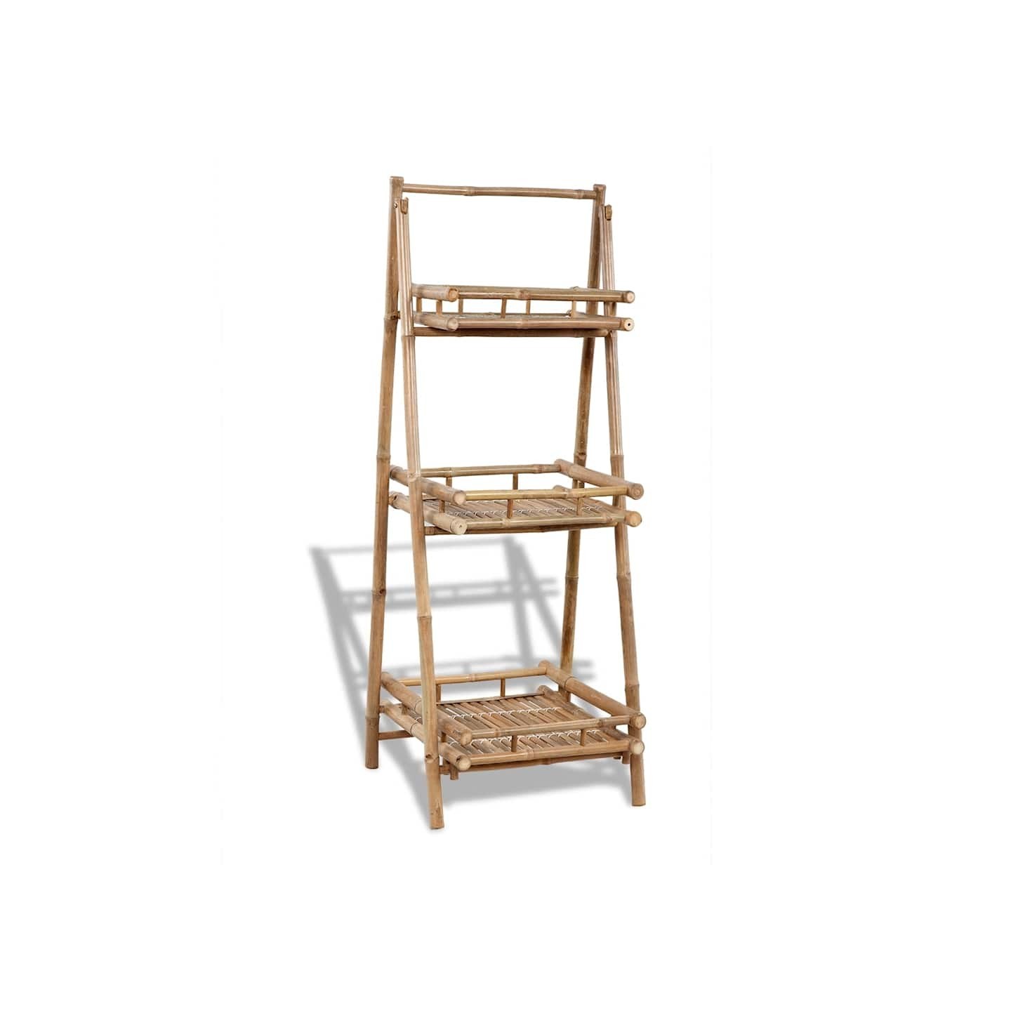 Étagère à plantes pliable 3 niveaux Bambou