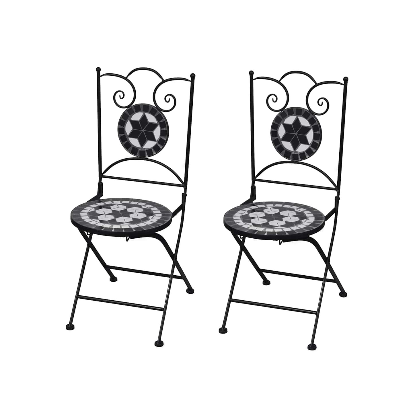 Chaises pliantes 2 pièces Céramique Noir et Blanc