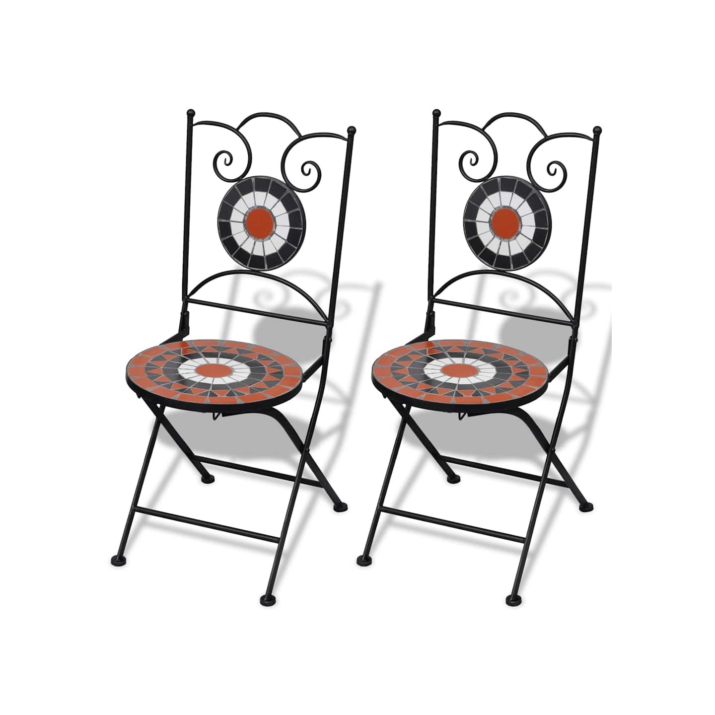 Chaises pliantes, lot de 2, en céramique terracotta et blanche