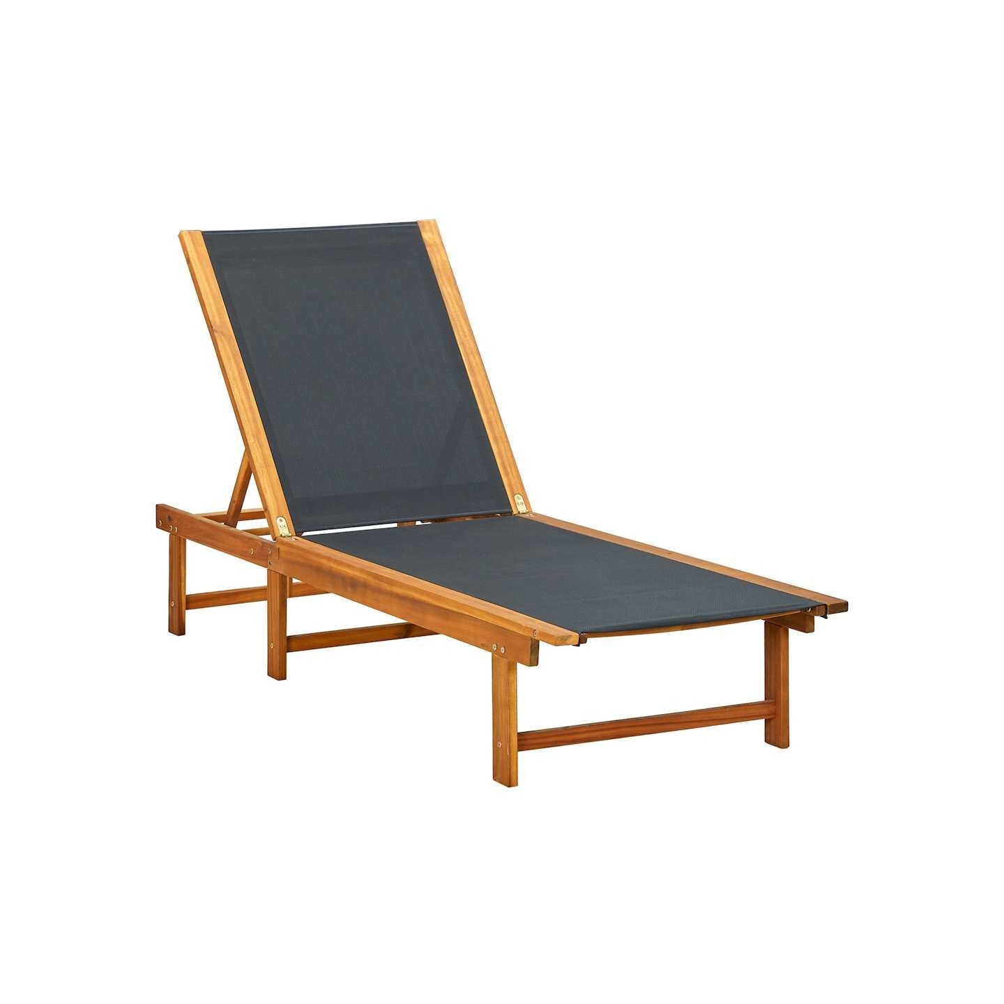 Chaise longue Bois d'acacia solide et textilène