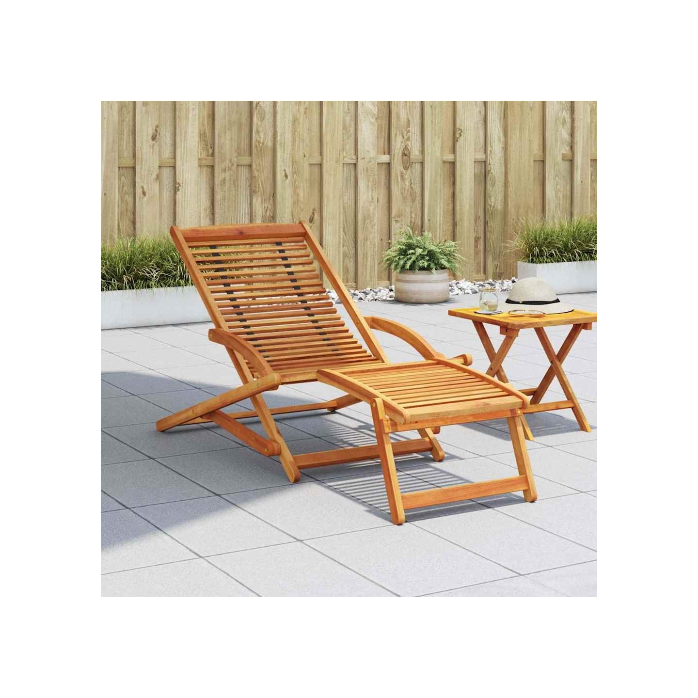 Chaise de terrasse avec repose-pied Bois d'acacia solide