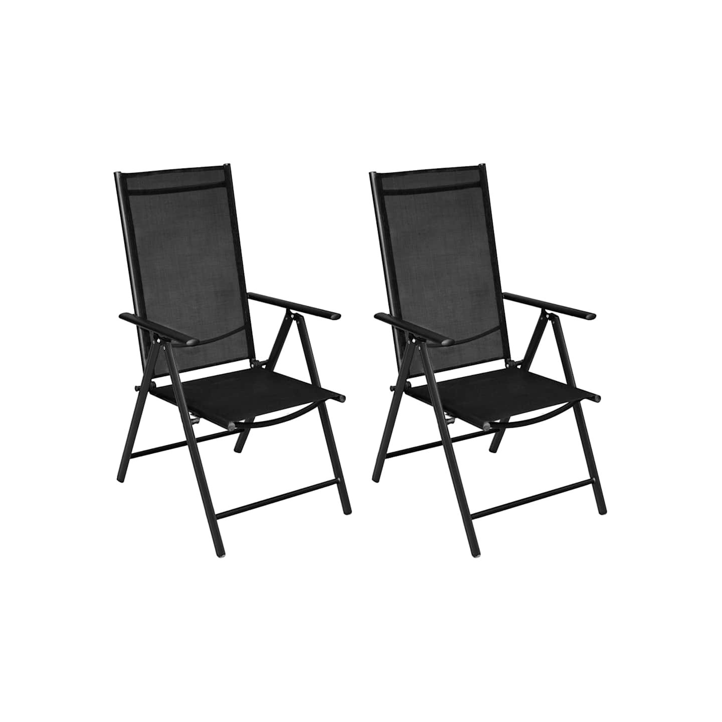 Chaises pliantes 2 pièces Aluminium et Textilène Noir