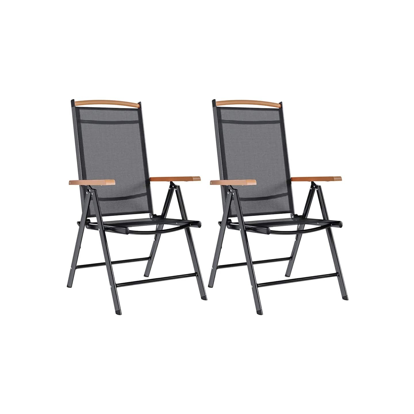 Chaises pliantes 2 pièces Aluminium et Textilène Noir
