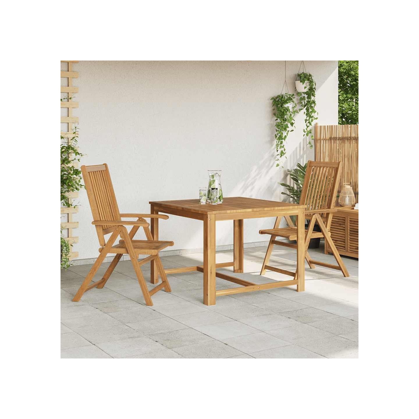 Chaises pliantes 2 pièces en bois d'acacia massif
