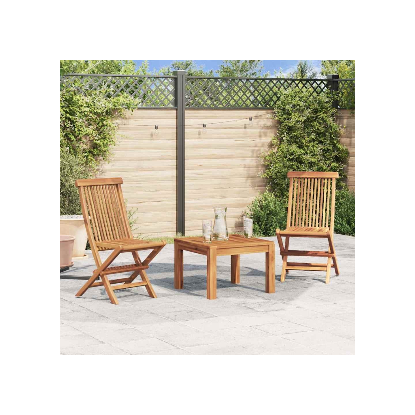 Chaises pliantes (lot de 2) en bois de teck pour jardin et extérieur