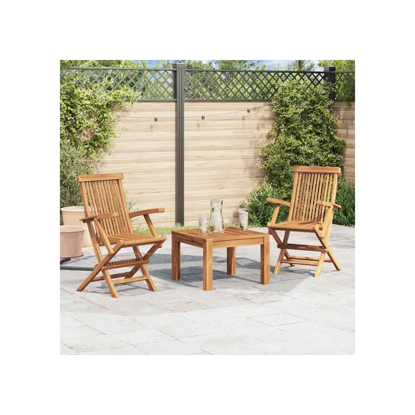 Chaises pliantes (lot de 2) avec accoudoirs, en bois de teck