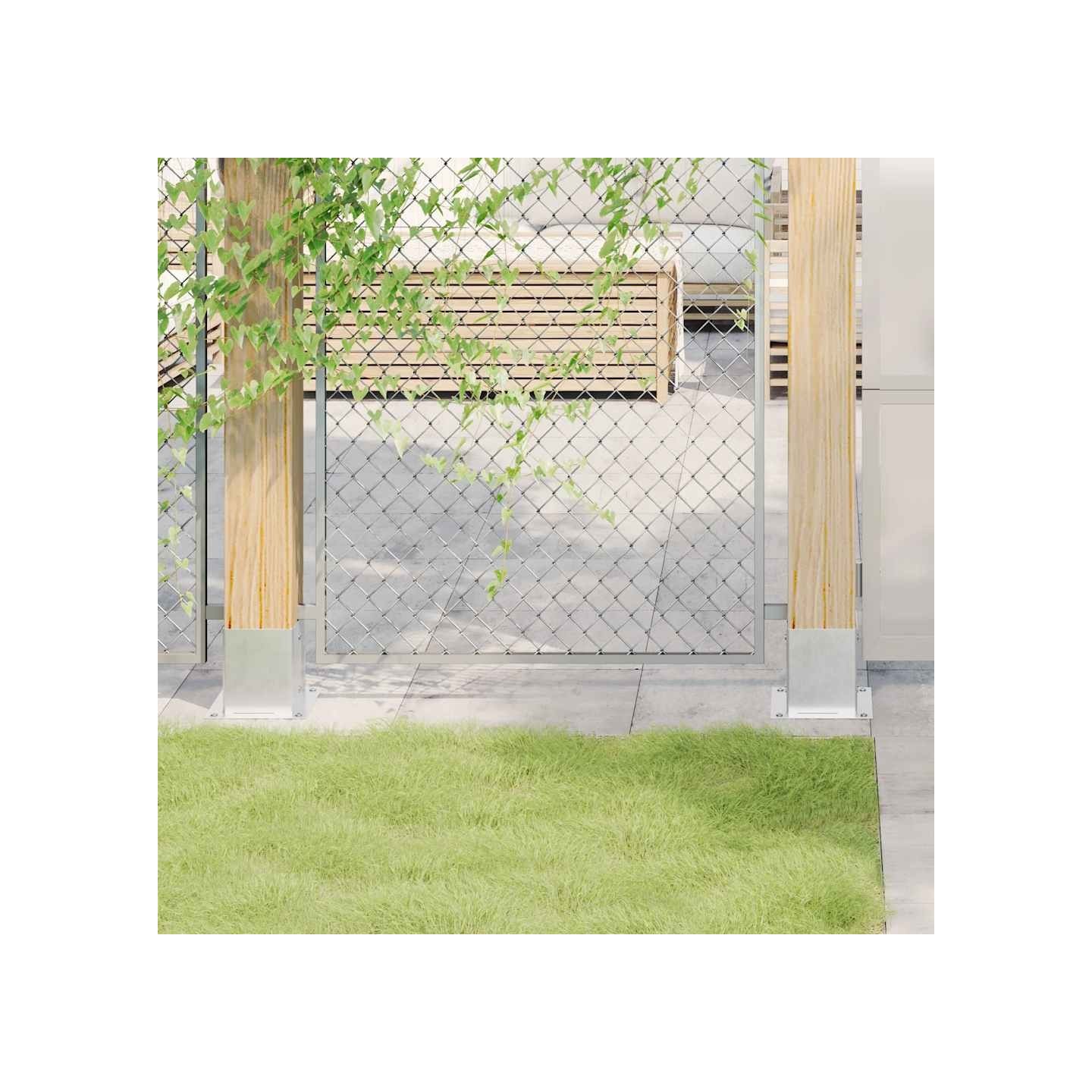 Bases de poteau carrées 4 pcs argent 101x101 mm acier galvanisé