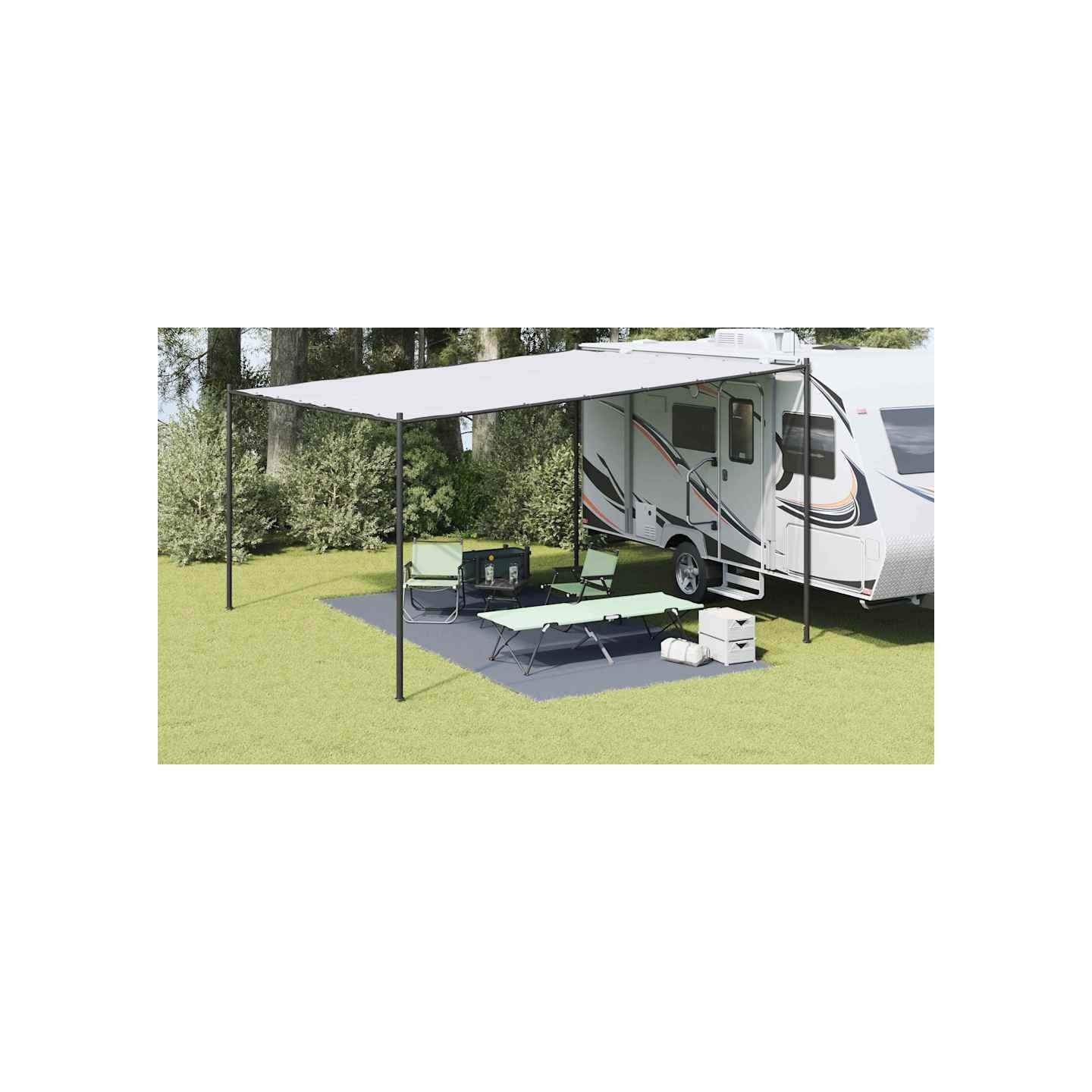 Tapis de tente Bleu et gris 500 x 250 cm Polyéthylène