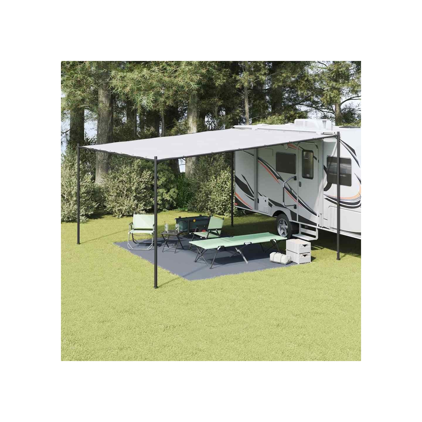 Tapis de tente Bleu et gris 400 × 300 cm Polyéthylène