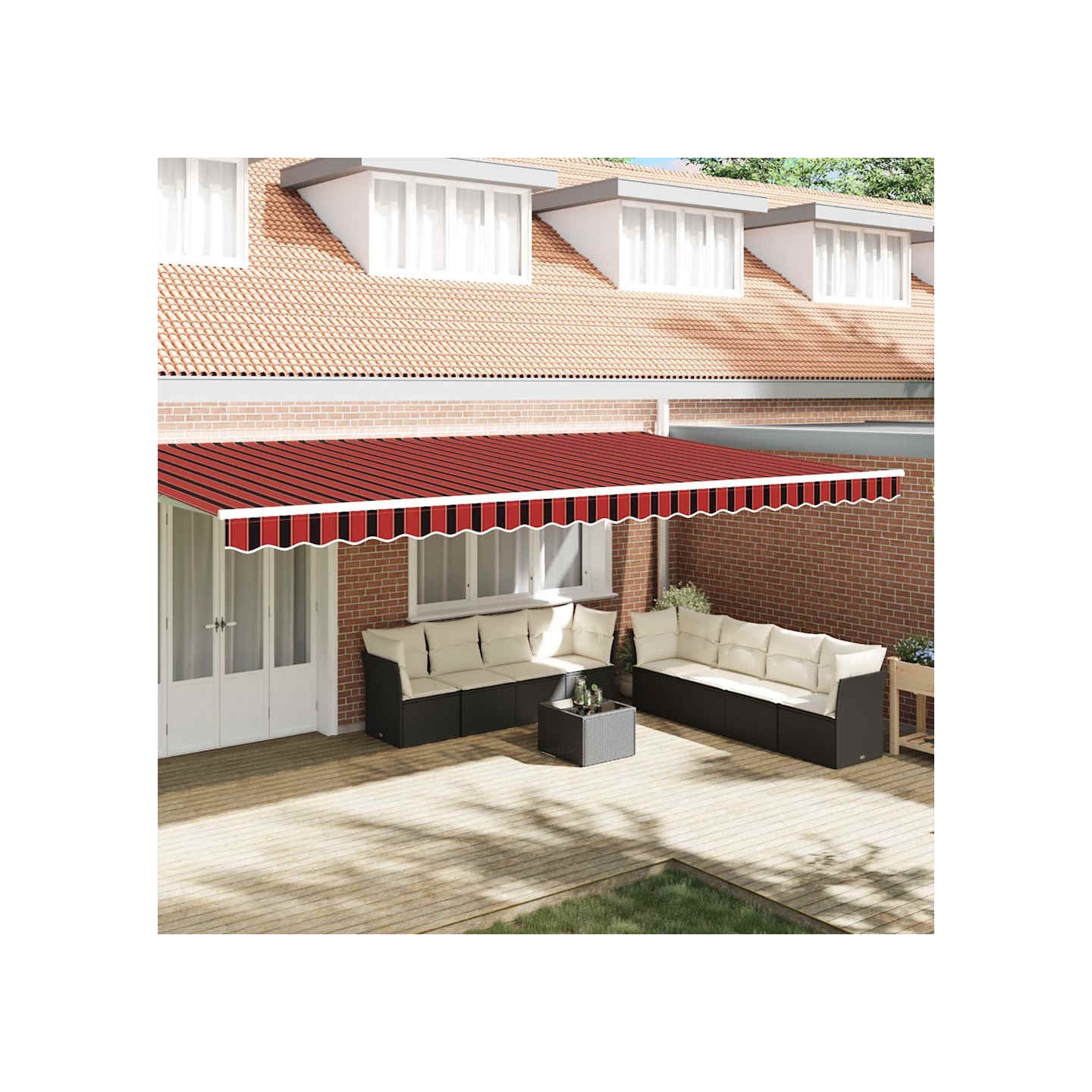 Lambrequin de rechange pour 6 m Rayures rouge orangé et marron