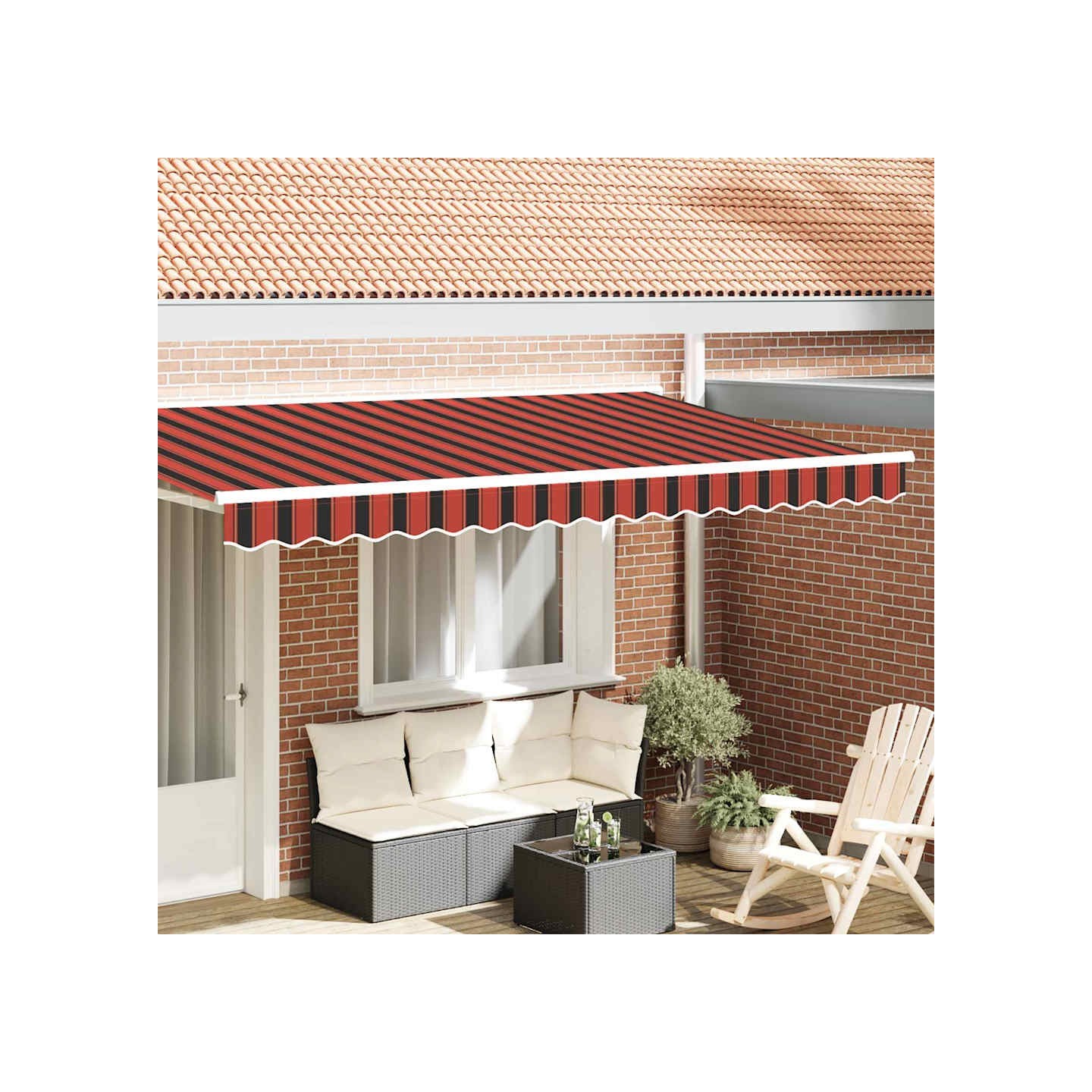 Lambrequin de rechange pour 4 m Rayures rouge orangé et marron