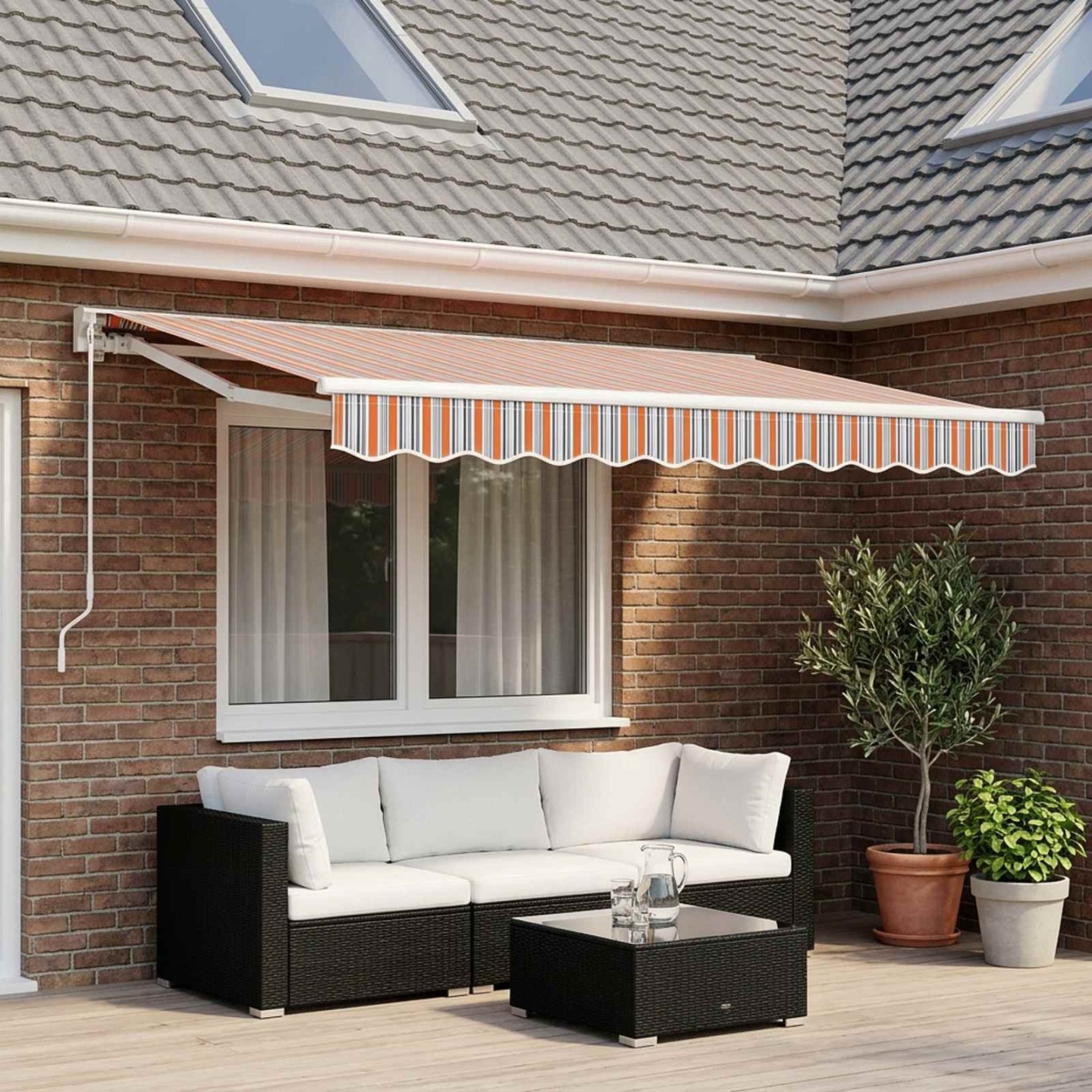 Lambrequin de rechange pour 2,5 m Rayures orange et gris