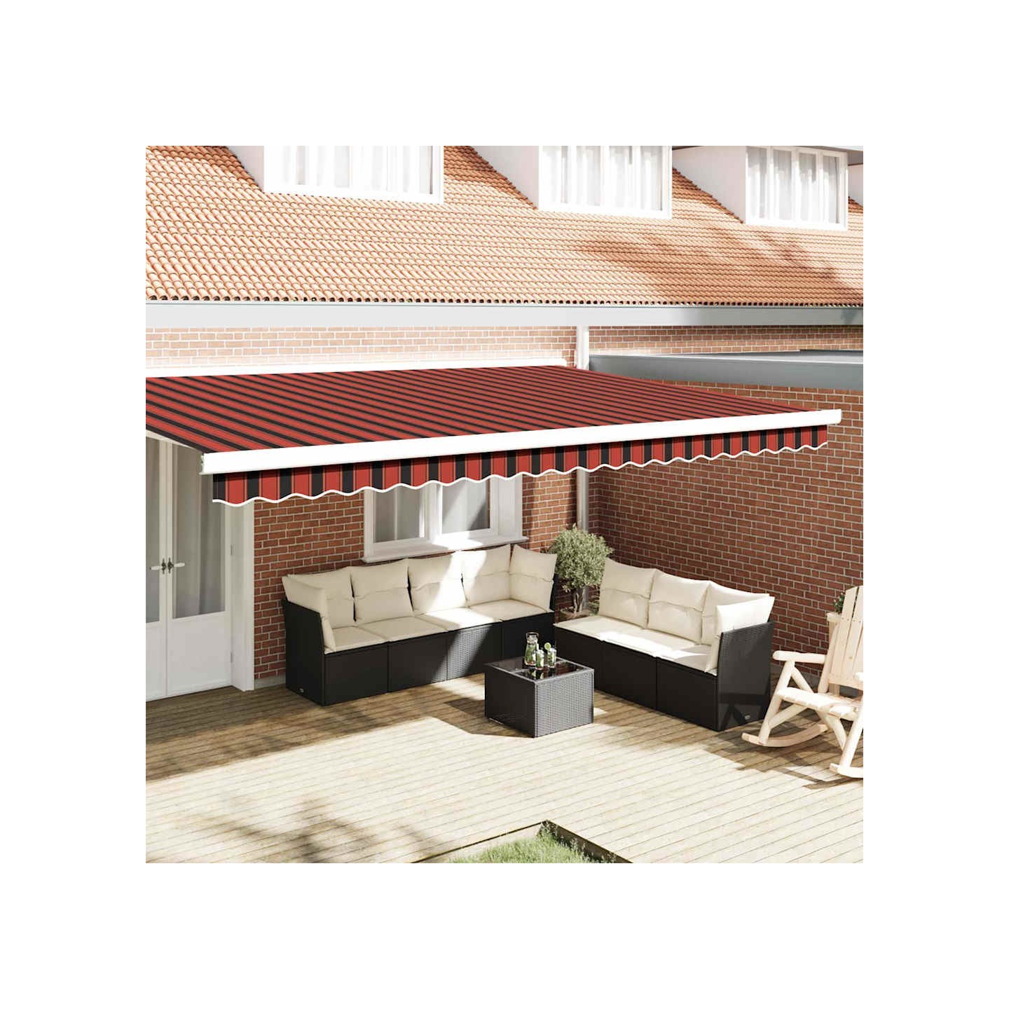 Lambrequin de rechange pour 5 m Rayures rouge orangé et marron