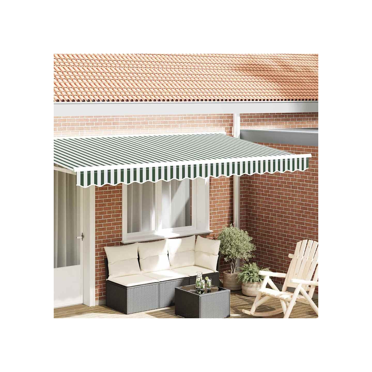 Lambrequin de rechange pour 4 m Rayures vertes et blanches