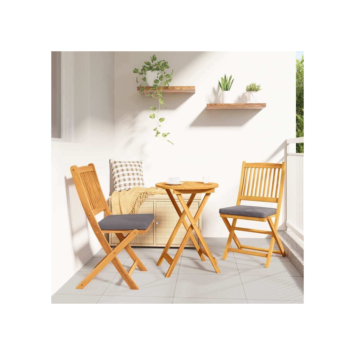 Chaise pliante 2 pc Marron Bois d'acacia massif
